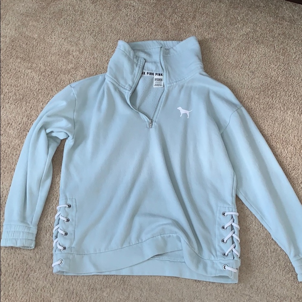 PINK VS Baby Blue Quarter- Zip Pull Over